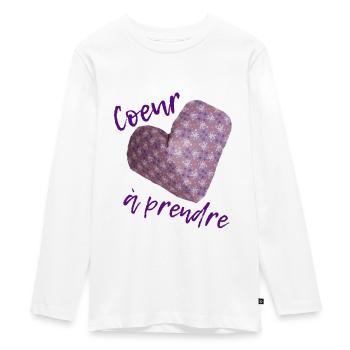 Heart to take - Teenager Premium Organic Long Sleeve Shirt - white - Front - AI Model Kid Female (0cm)