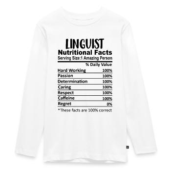 Linguiste Nutrition Facts Drôle - T-shirt manches longues Premium Ado - blanc - Devant - AI Model Kid Female (0cm)