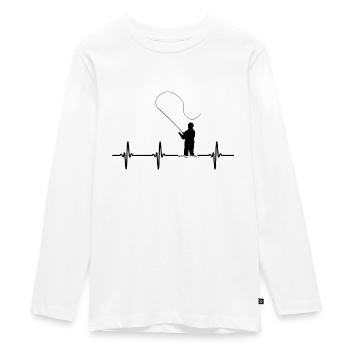 Fishing fly fishing gift heart rate - Teenager Premium Organic Long Sleeve Shirt - white - Front - AI Model Kid Female (0cm)