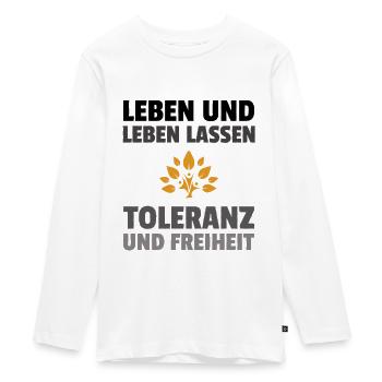 Toleranz und Freiheit Leben und leben lassen - Teenager Premium Bio Langarmshirt - Weiß - Vorne - AI Model Kid Female (0cm)