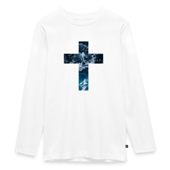 Croix chrétienne d’eau vive - T-shirt manches longues Premium Ado - blanc - Devant - AI Model Kid Female (0cm)