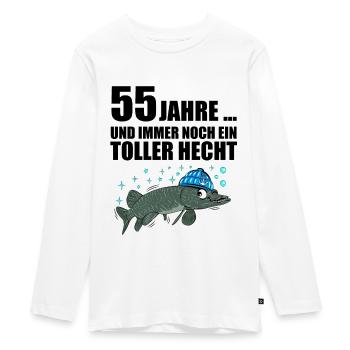 Anglergeschenk zum 55 Geburtstag 55 Ehrentag - Teenager Premium Bio Langarmshirt - Weiß - Vorne - AI Model Kid Female (0cm)