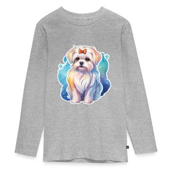 Malteser Watercolors - Teenager Premium Organic Long Sleeve Shirt - heather grey - Front