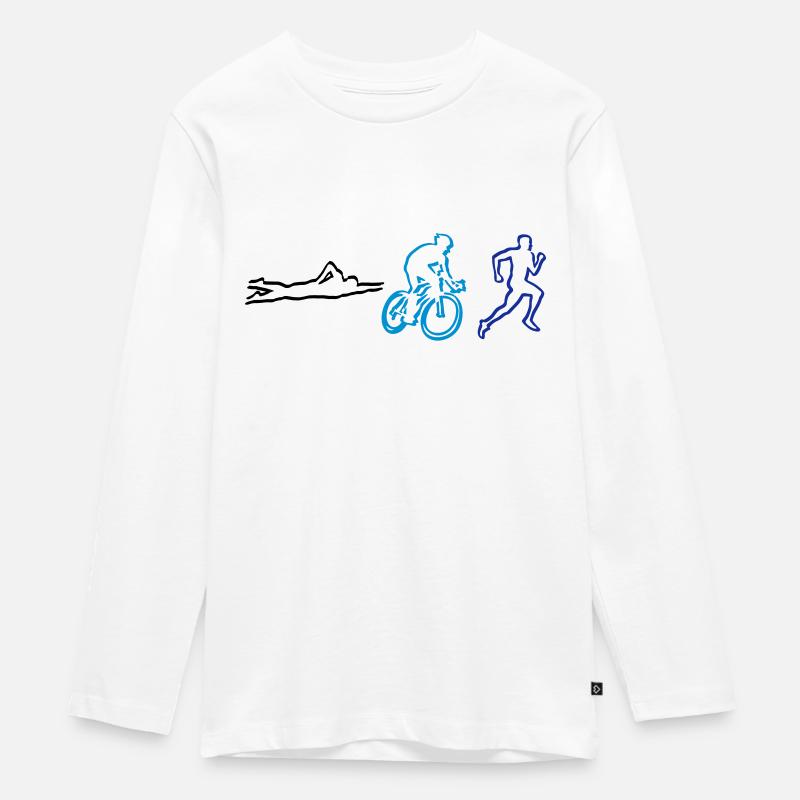 Triathlon - Teenager Premium Bio Langarmshirt - Weiß