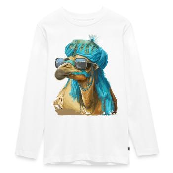 Kamel mit Sonnenbrille - Teenager Premium Bio Langarmshirt - Weiß - Vorne - AI Model Kid Female (0cm)