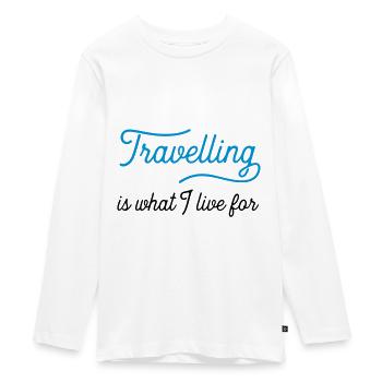 travellingiswhat - Teenager Premium Organic Long Sleeve Shirt - white - Front - AI Model Kid Female (0cm)
