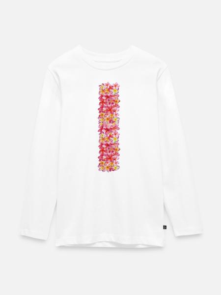 Frangipaniblüten formen deinen Namen - Teenager Premium Bio Langarmshirt - Weiß