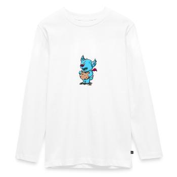 Monster with cookie - Teenager Premium Organic Long Sleeve Shirt - white - Front - AI Model Kid Female (0cm)