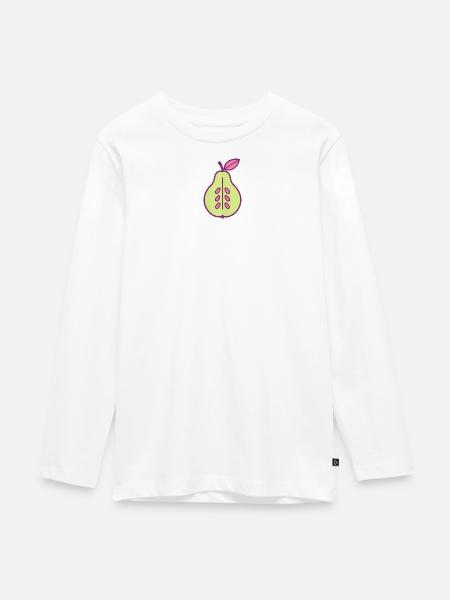 geteilte Birne - Teenager Premium Bio Langarmshirt - Weiß