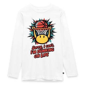 Dunking on Life - Teenager Premium Bio Langarmshirt - Weiß - Vorne - AI Model Kid Female (0cm)