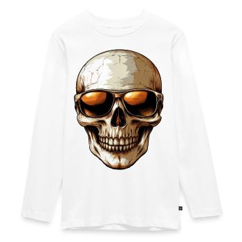 Chic skull - Teenager Premium Organic Long Sleeve Shirt - white - Front - AI Model Kid Female (0cm)