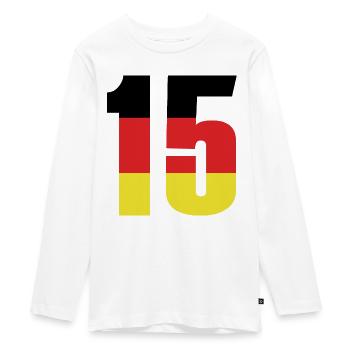 15 Number Germany Jersey - Teenager Premium Organic Long Sleeve Shirt - white - Front - AI Model Kid Female (0cm)
