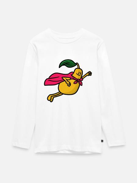 Hero Mango Held Mango - Teenager Premium Bio Langarmshirt - Weiß