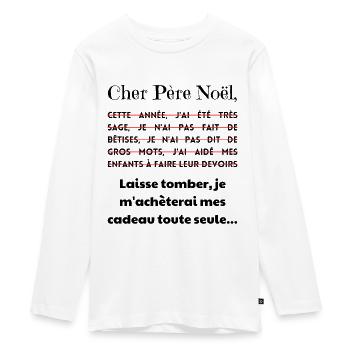 Cher Père Noël cadeaux - T-shirt manches longues Premium Ado - blanc - Devant - AI Model Kid Female (0cm)