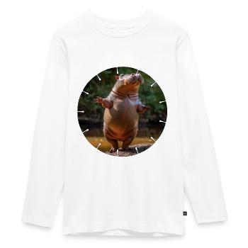 A hippopotamus dares to dance - Teenager Premium Organic Long Sleeve Shirt - white - Front - AI Model Kid Female (0cm)