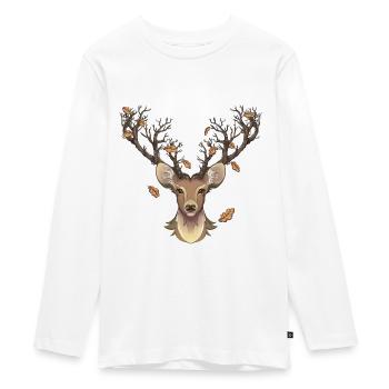 Stag in the fall - Teenager Premium Organic Long Sleeve Shirt - white - Front - AI Model Kid Female (0cm)