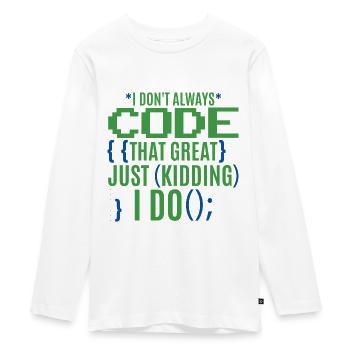 Funny Coder Programmer IT - Teenager Premium Organic Long Sleeve Shirt - white - Front - AI Model Kid Female (0cm)