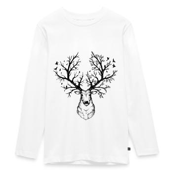 Cerf fantaisie - T-shirt manches longues Premium Ado - blanc - Devant - AI Model Kid Female (0cm)