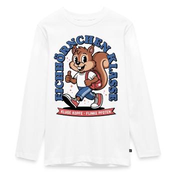 Klassentier Eichhörnchen Klasse Retro, Mehrfarbig - Teenager Premium Bio Langarmshirt - Weiß - Vorne - AI Model Kid Female (0cm)