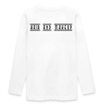 Hair_and_Makeup - Teenager Premium Organic Long Sleeve Shirt - white - Back - AI Model Kid Female (0cm)