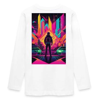 Astronaute de la frontière néon à Neon City - T-shirt manches longues Premium Ado - blanc - Dos - AI Model Kid Female (0cm)