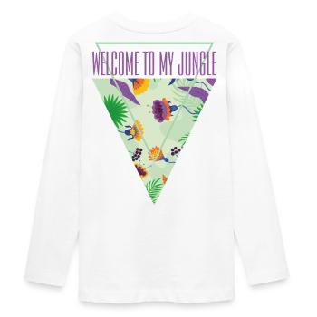 Willkommen im Dschungel - Teenager Premium Bio Langarmshirt - Weiß - Hinten - AI Model Kid Female (0cm)