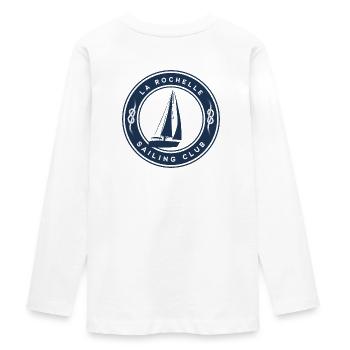La Rochelle Segelyacht - Teenager Premium Bio Langarmshirt - Weiß - Hinten - AI Model Kid Female (0cm)
