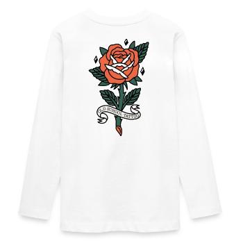 Old school tattoo rose - Teenager Premium Bio Langarmshirt - Weiß - Hinten - AI Model Kid Female (0cm)