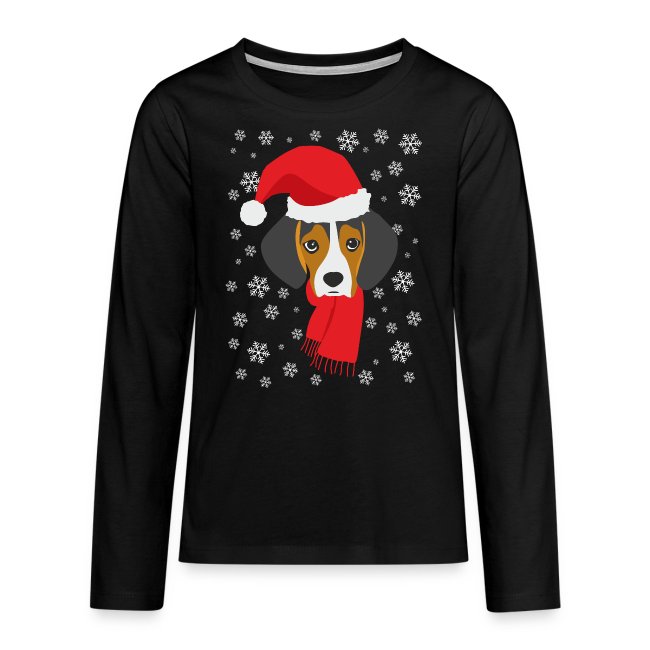 Perrito beagle vestido de Papá Noel
