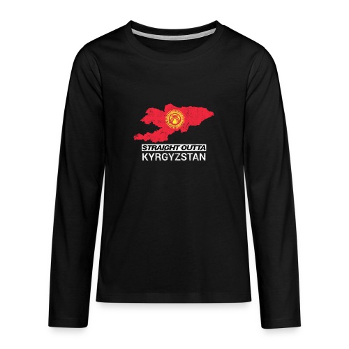 Straight Outta Kyrgyzstan country map - Teenagers' Premium Longsleeve Shirt
