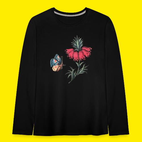 Vliegende vlinder met bloemen - Teenager Premium shirt met lange mouwen