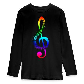 Notenschlüssel Regenbogen - Teenager Premium Bio Langarmshirt - Schwarz - Vorne - AI Model Kid Female (0cm)