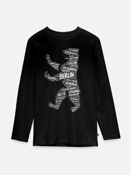 Berliner Bär - Teenager Premium Bio Langarmshirt - Schwarz