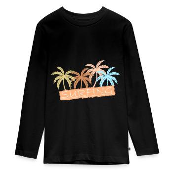 Surfer - Teenager Premium Bio Langarmshirt - Schwarz - Vorne - AI Model Kid Female (0cm)