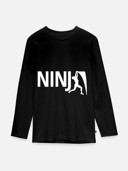 Ninja Krieger - Teenager Premium Bio Langarmshirt - Schwarz