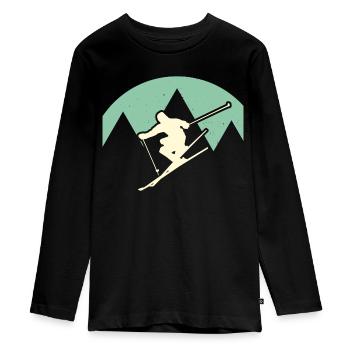Skifahrer - Teenager Premium Bio Langarmshirt - Schwarz - Vorne - AI Model Kid Female (0cm)