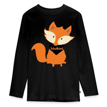 Fuchs Schulkind Kind Einschulung - Teenager Premium Bio Langarmshirt - Schwarz - Vorne - AI Model Kid Female (0cm)