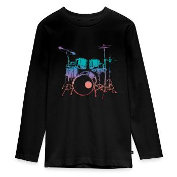Batterie - T-shirt manches longues Premium Ado - noir - Devant - AI Model Kid Female (0cm)