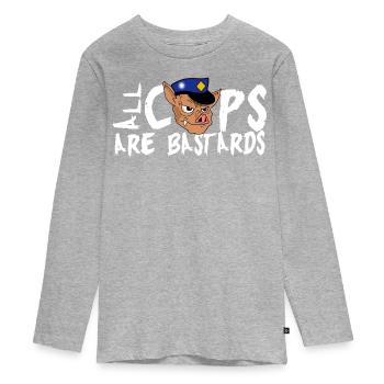 Cops are shit! - Teenager Premium Organic Long Sleeve Shirt - heather grey - Front