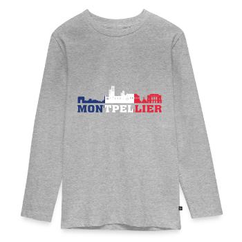 Montpellier City Skyline France Landmark Map - Teenager Premium Organic Long Sleeve Shirt - heather grey - Front