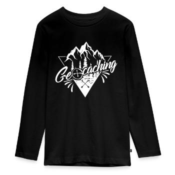 Geocaching - Teenager Premium Bio Langarmshirt - Schwarz - Vorne - AI Model Kid Female (0cm)