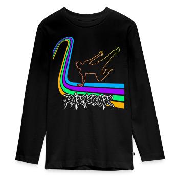 Parkour - Teenager Premium Bio Langarmshirt - Schwarz - Vorne - AI Model Kid Female (0cm)