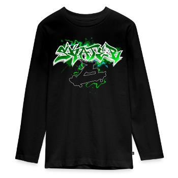 Skater Graffiti - Teenager Premium Bio Langarmshirt - Schwarz - Vorne - AI Model Kid Female (0cm)