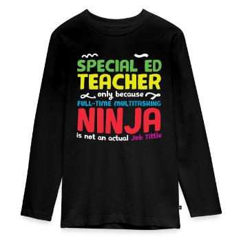 Spezieller Ed Teacher Autismus Ninja - Teenager Premium Bio Langarmshirt - Schwarz - Vorne - AI Model Kid Female (0cm)