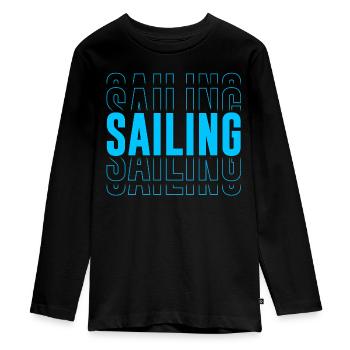 Sailing Typography - Text Stacked - Teenager Premium Organic Long Sleeve Shirt - black - Front - AI Model Kid Female (0cm)