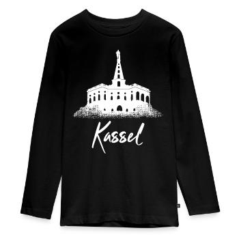 Kassel - Teenager Premium Bio Langarmshirt - Schwarz - Vorne - AI Model Kid Female (0cm)