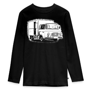 Barkas Kastenwagen - Teenager Premium Bio Langarmshirt - Schwarz - Vorne - AI Model Kid Female (0cm)