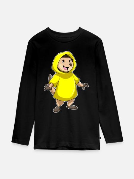 Erdmännchen Regenjacke - Teenager Premium Bio Langarmshirt - Schwarz