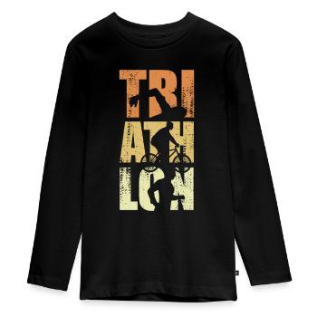 Événement de triathlon amusant - T-shirt manches longues Premium Ado - noir - Devant - AI Model Kid Female (0cm)