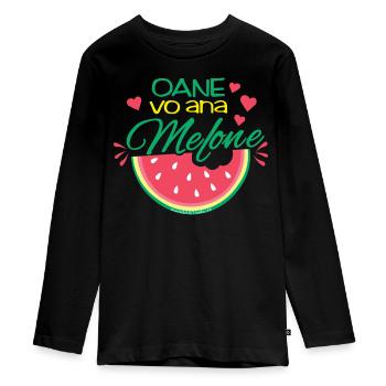 oane vo ana melon - one of a melon - Teenager Premium Organic Long Sleeve Shirt - black - Front - AI Model Kid Female (0cm)
